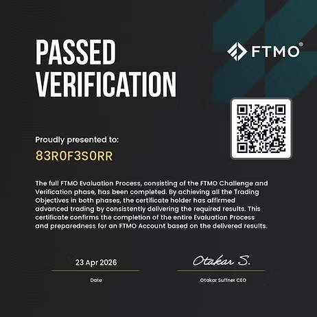 FTMO Verification geçildi sertifikası